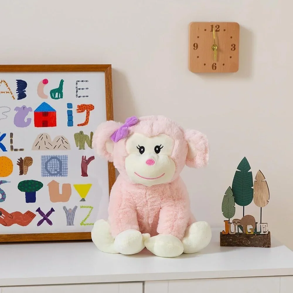 Monkey Stuffed Animal Cute Plush Monkey Toy Birthday for Girls 12 inch Pink